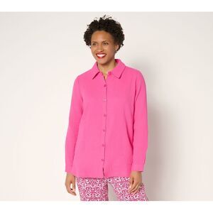 Belle by Kim Gravel Pink Button-Front Long Sleeve Top